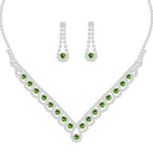 Vivaday Women's Fashion Jewelry Necklace Earrings Set | Sparkling Green Crystal